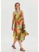 Boat Neck Loose Cut Yellow Authentic Dress 4666